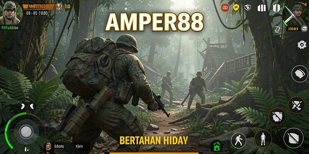 Tampilan antarmuka game bertahan hidup AMPER88 yang menarik dan interaktif.