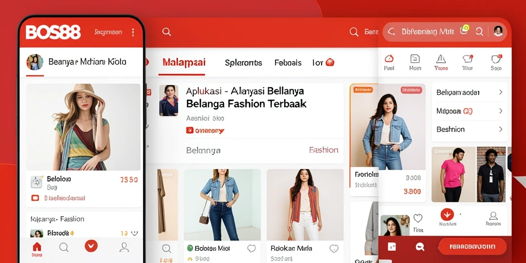 Tampilan antarmuka aplikasi BOS88 untuk belanja fashion yang modern.