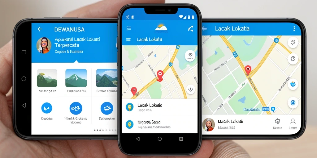 Tampilan antarmuka aplikasi DEWANUSA untuk pelacakan lokasi.