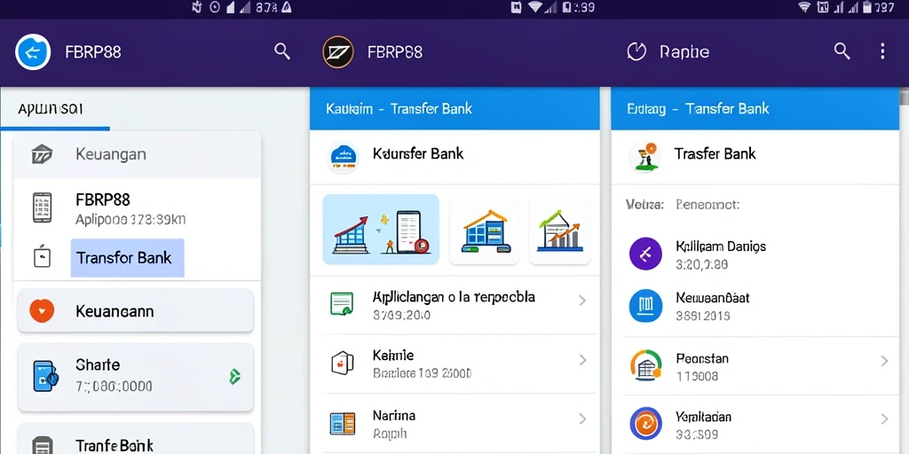 Antarmuka aplikasi FBRP88 untuk transfer bank yang mudah digunakan.