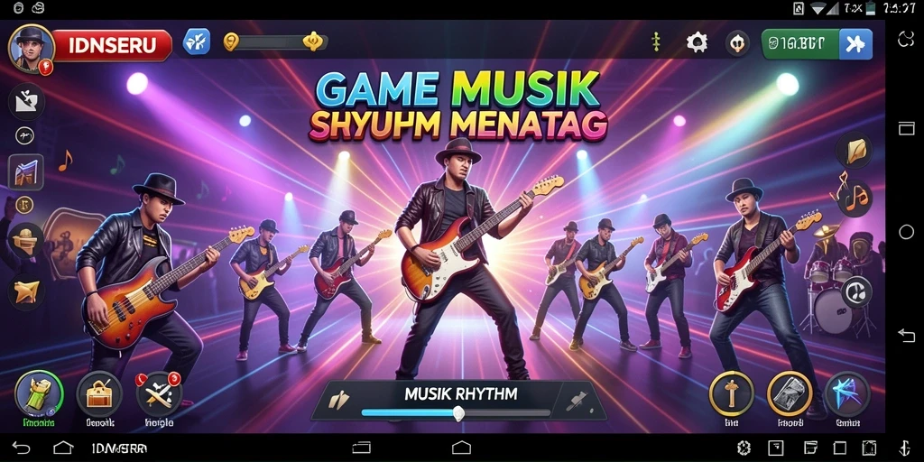 Screenshot IDNSERU menampilkan antarmuka dinamis permainan Musik Rhythm.