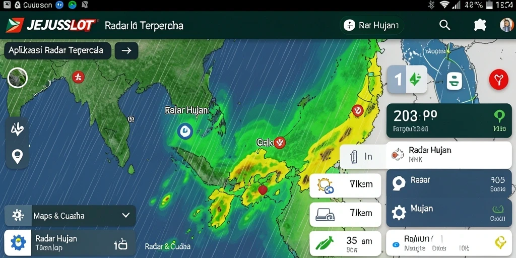 Antarmuka aplikasi JEJUSLOT menampilkan radar hujan yang jelas dan informatif.