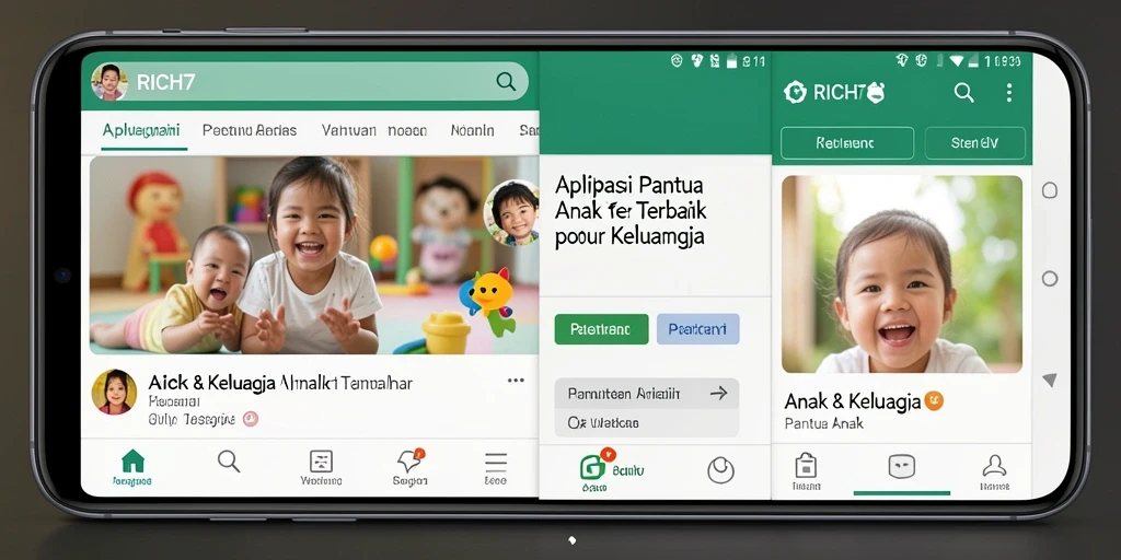 Tampilan antarmuka RICH7 yang menarik dan mudah digunakan untuk memantau anak.