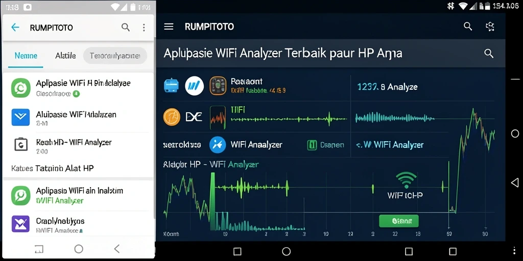Tampilan antarmuka RUMPITOTO sebagai WiFi Analyzer yang informatif.